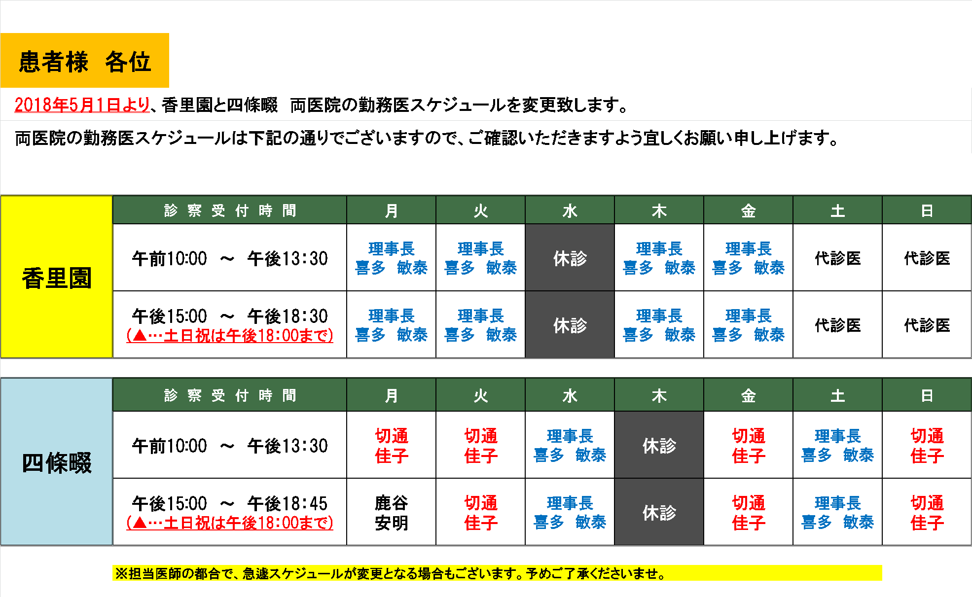きた眼科勤務医スケジュール